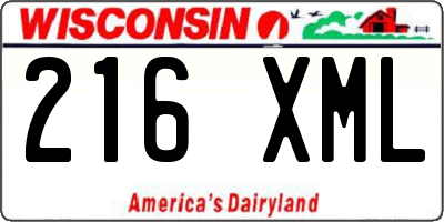 WI license plate 216XML