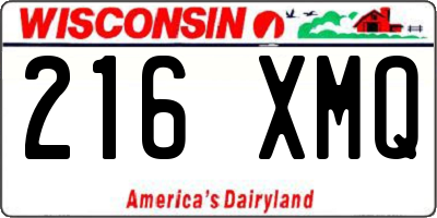 WI license plate 216XMQ