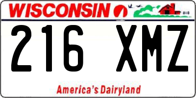 WI license plate 216XMZ