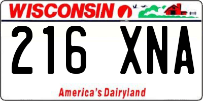 WI license plate 216XNA