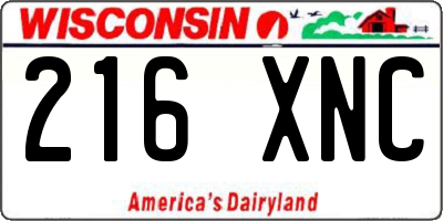 WI license plate 216XNC