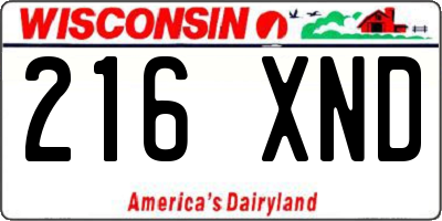 WI license plate 216XND