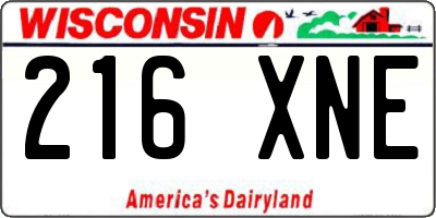 WI license plate 216XNE