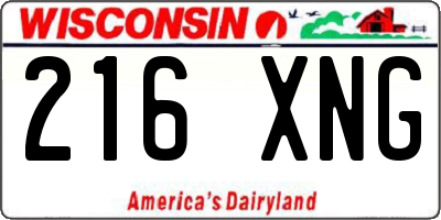 WI license plate 216XNG