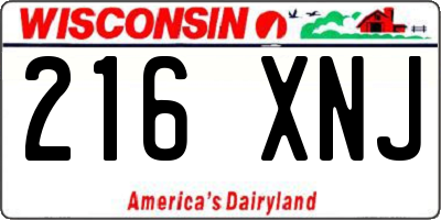 WI license plate 216XNJ