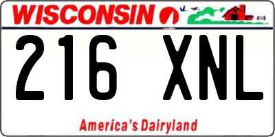 WI license plate 216XNL