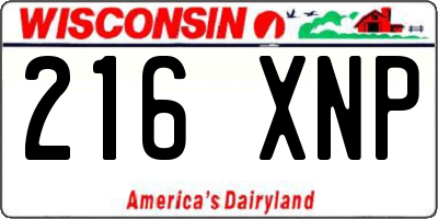 WI license plate 216XNP
