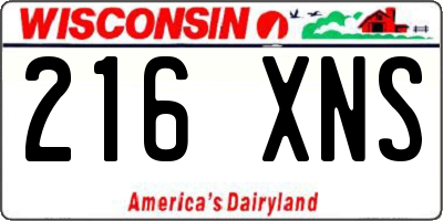 WI license plate 216XNS