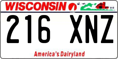WI license plate 216XNZ