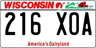 WI license plate 216XOA