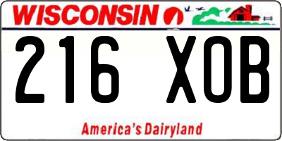 WI license plate 216XOB