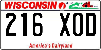 WI license plate 216XOD