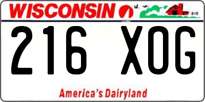 WI license plate 216XOG