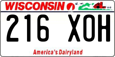 WI license plate 216XOH