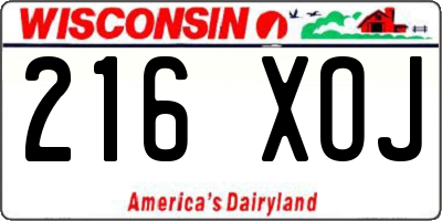 WI license plate 216XOJ