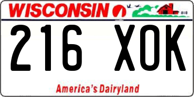 WI license plate 216XOK