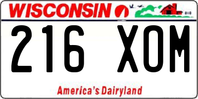 WI license plate 216XOM