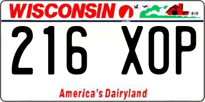 WI license plate 216XOP