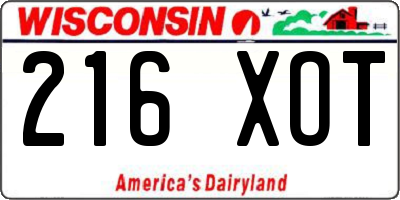 WI license plate 216XOT