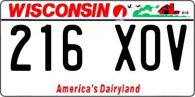 WI license plate 216XOV