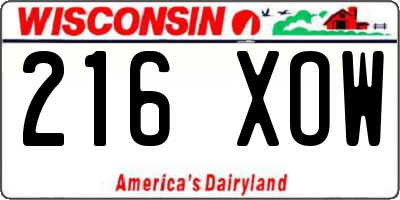 WI license plate 216XOW