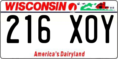 WI license plate 216XOY