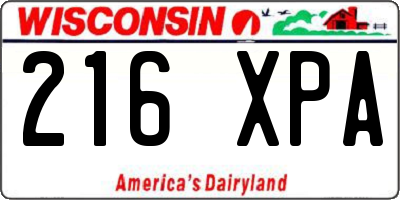 WI license plate 216XPA