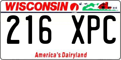 WI license plate 216XPC