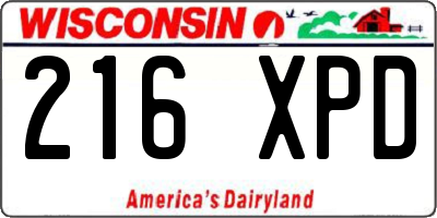 WI license plate 216XPD