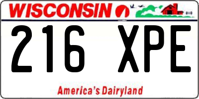 WI license plate 216XPE