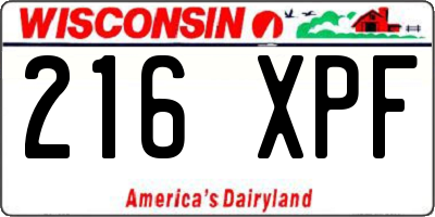 WI license plate 216XPF