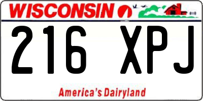 WI license plate 216XPJ