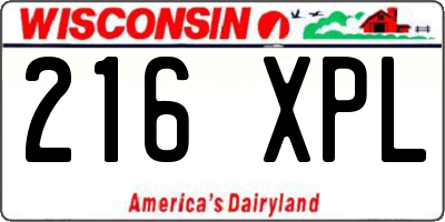 WI license plate 216XPL