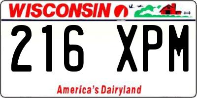 WI license plate 216XPM