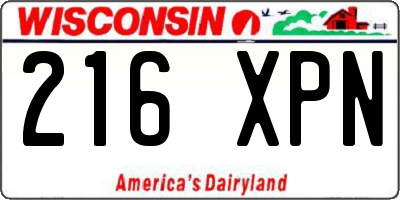 WI license plate 216XPN