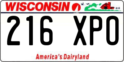 WI license plate 216XPO