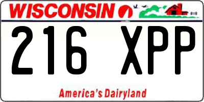WI license plate 216XPP