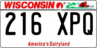 WI license plate 216XPQ