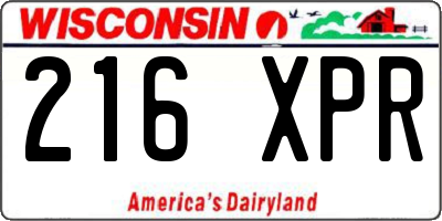 WI license plate 216XPR