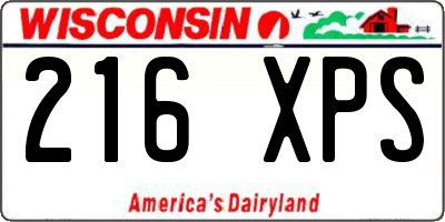 WI license plate 216XPS