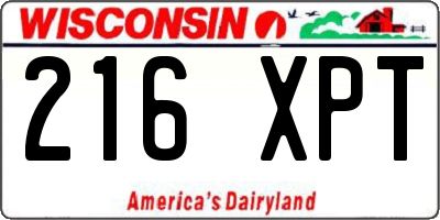 WI license plate 216XPT