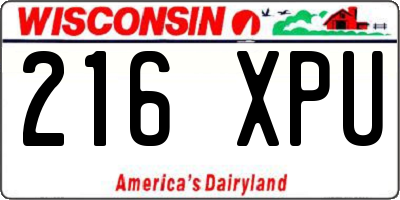 WI license plate 216XPU