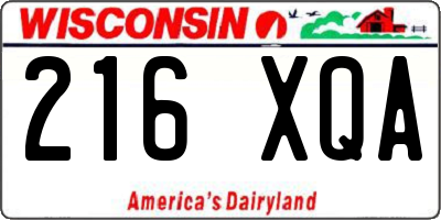 WI license plate 216XQA