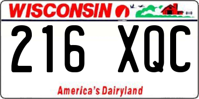 WI license plate 216XQC