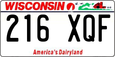 WI license plate 216XQF