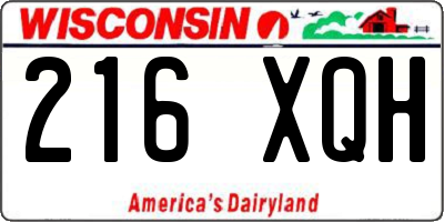 WI license plate 216XQH