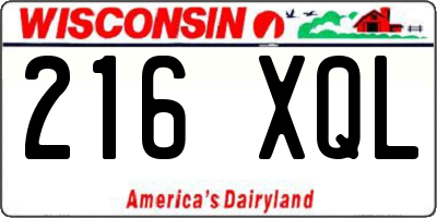 WI license plate 216XQL