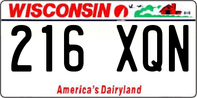 WI license plate 216XQN