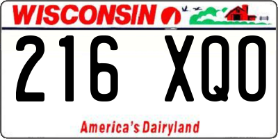 WI license plate 216XQO