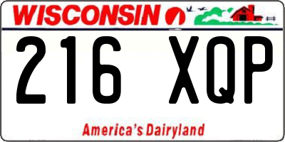 WI license plate 216XQP